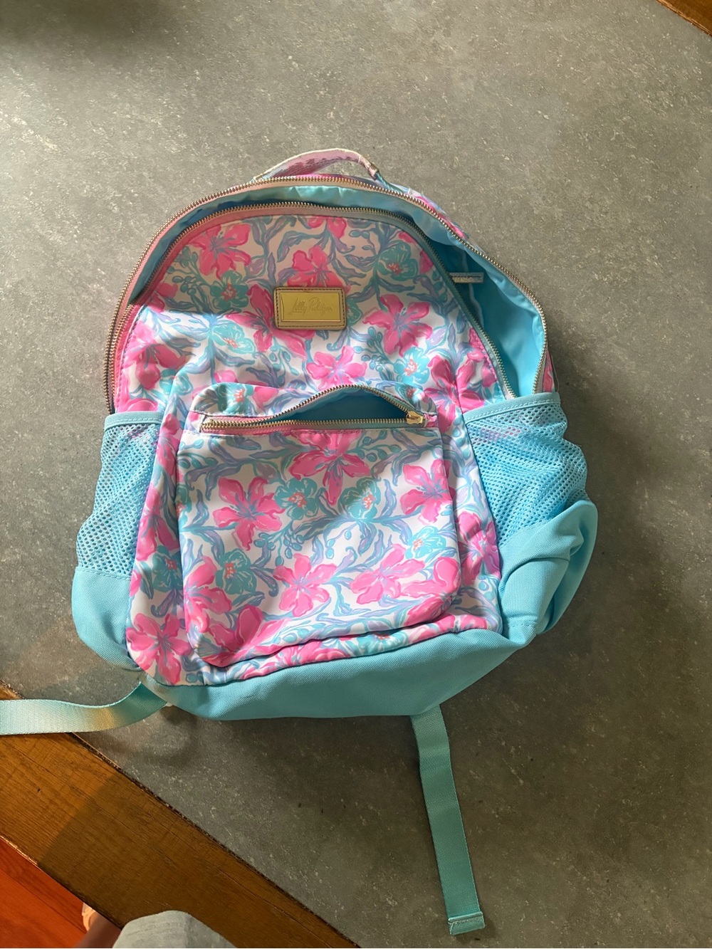 Lilly Pulitzer Floral Pink & Aqua Backpack - Lightweight School Bag